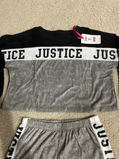 NWT 3-Piece JUSTICE Girls M 10 Pajama Set, Black Fleece Shirt, Pants, Shorts