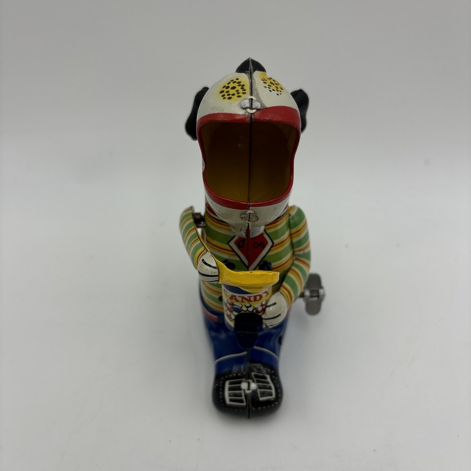 Vintage 1950 Mechanical Candy Loving Canine WindUp Tin Toy in