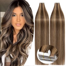 Russian Tape in Human Hair Extensions Invisible Skin Weft Thick 100 Remy Hair