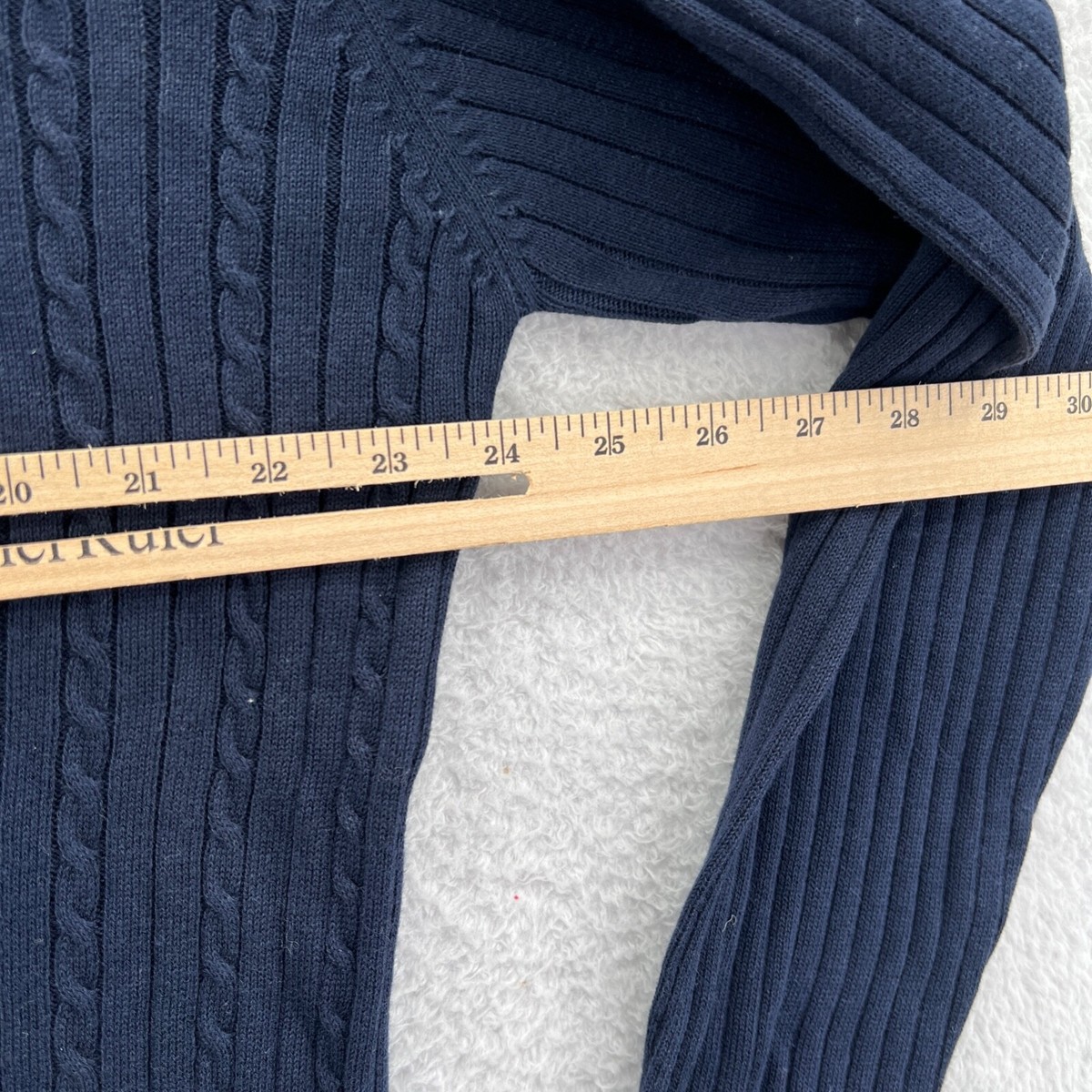 DESCENTE❗未使用品メンズフルジップセーター Descente Sweater Mens Large Blue Long Sleeve Cotton Cable