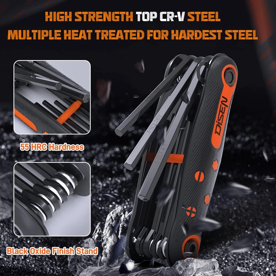 25-Piece Folding Allen Key Set - 3-Pack SAE & Metric Hex Key, Torx Star Key Set, - Image 3 of 4