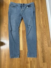 Men's Saint Laurent Light Wash Ripped Denim Jeans D02 M/SK-LW Size 34