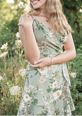SPEECHLESS Green Tie Ruffled Spaghetti Strap A-line Floral Mini Dress  Juniors XL | eBay