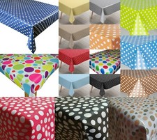 NEW PLAIN POLKA DOTS DOTTY SPOTS PVC OIL VINYL TABLE CLOTH WIPE CLEAN RED WHITE
