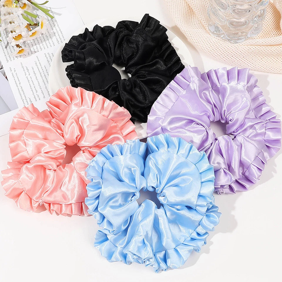 Large Scrunchies Silk Satin Elastic Hair Hair Bands Rope Tie Ponytail Accessory - Image 4 of 4