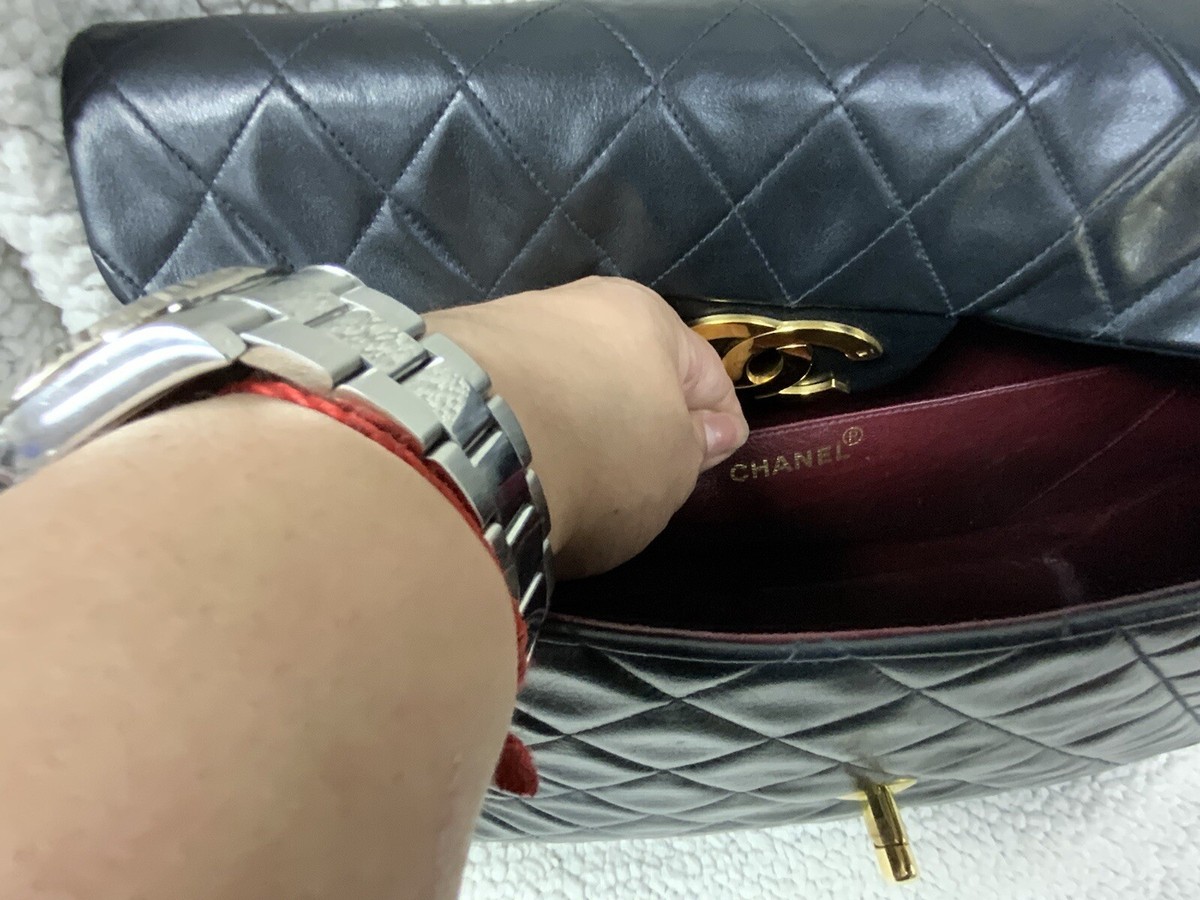 Chanel Lamb skin Quilted XL Jumbo Single Flap, Black GHW | eBay