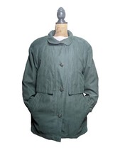Vntg Trench Coat Green Oversized S/p Wool Blend Removable Liner Gorpcore Jacket