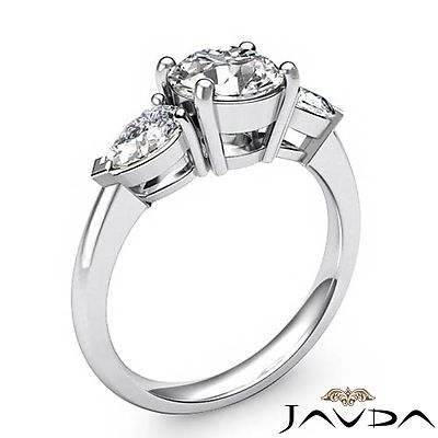 3 Stone Natural Round Javda Diamond Engagement Ring GIA F SI1 Platinum 950 2Ctw