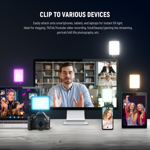 NEEWER VL67C RGB 94 LED CRI97 2000mAh Rechargeable Selfie Light with APP Control - Picture 3 of 8