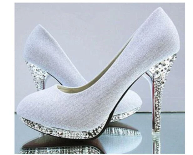 7Color Gorgeous Wedding Bridal Evening Party Crystal High Heels Women Shoes BJ54 - Image 4 of 4