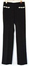 DOLCE & GABBANA BLACK FLAP BEADED PACKET FLARE PANTS SIZE 40 1911KO