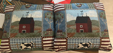 Throw Pillows Barn Granny Country Cottage Core 16" x 16" americana rooster cow