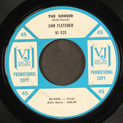 SAM FLETCHER: the sinner / guess who VEE-JAY 7'' Single 45 RPM