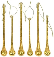 Red Co. 6" and 8" Decorative Golden Glass Icicle Drop Hanging Christmas Tree ...