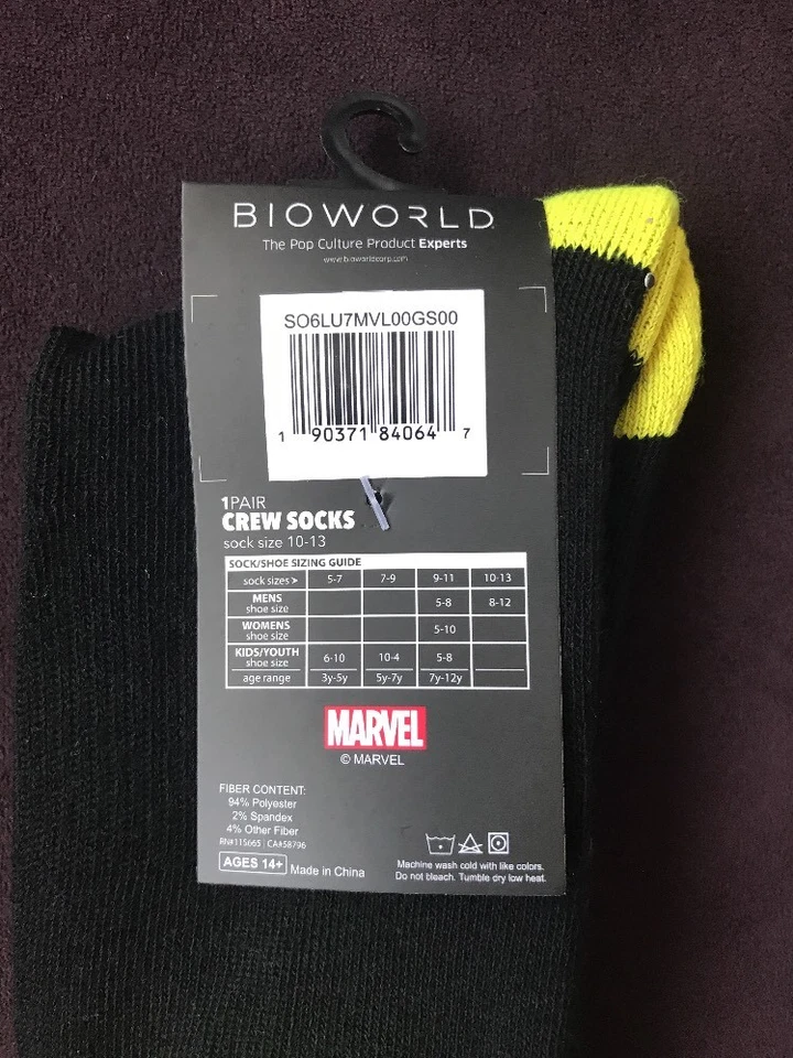 Avengers Infinity War Thanos Crew Adult Men Socks Size 10-13 - Image 3 of 4