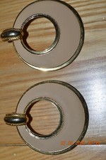Vintage Mid-Century Large Hoop Enamel Earrings - Pierced - Unmarked  160 