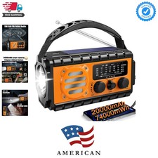Compact 74000mWh Hand Crank Radio - NOAA Weather Alerts  SOS Emergency Features