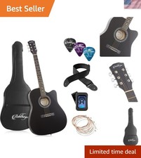 41-inch Beginner Cutaway Acoustic Guitar Package Black, Full Size Basic Start...
