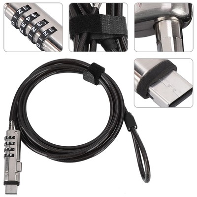Laptop Lock 4 Digit Cipher Durable Portable Computer Security Cable With Lock DE