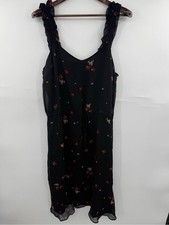 Who What Wear Target Size XL Black Floral Ruffle Strap Midi Dress Cottagecore