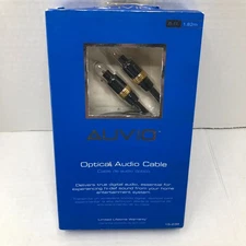 AUVIO Optical Audio Cable Fiber Optic TOSLINK Plug Lens Digital 6 Ft NEW 15-240