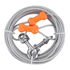 Dog Tie Out Cable 25 Feet, Heavy Duty Dog Lead up to 90 Pounds Silver, Single