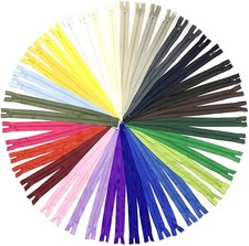 22 Inch Multicolor Nylon Coil Zippers - 24 Pcs for Sewing Crafts