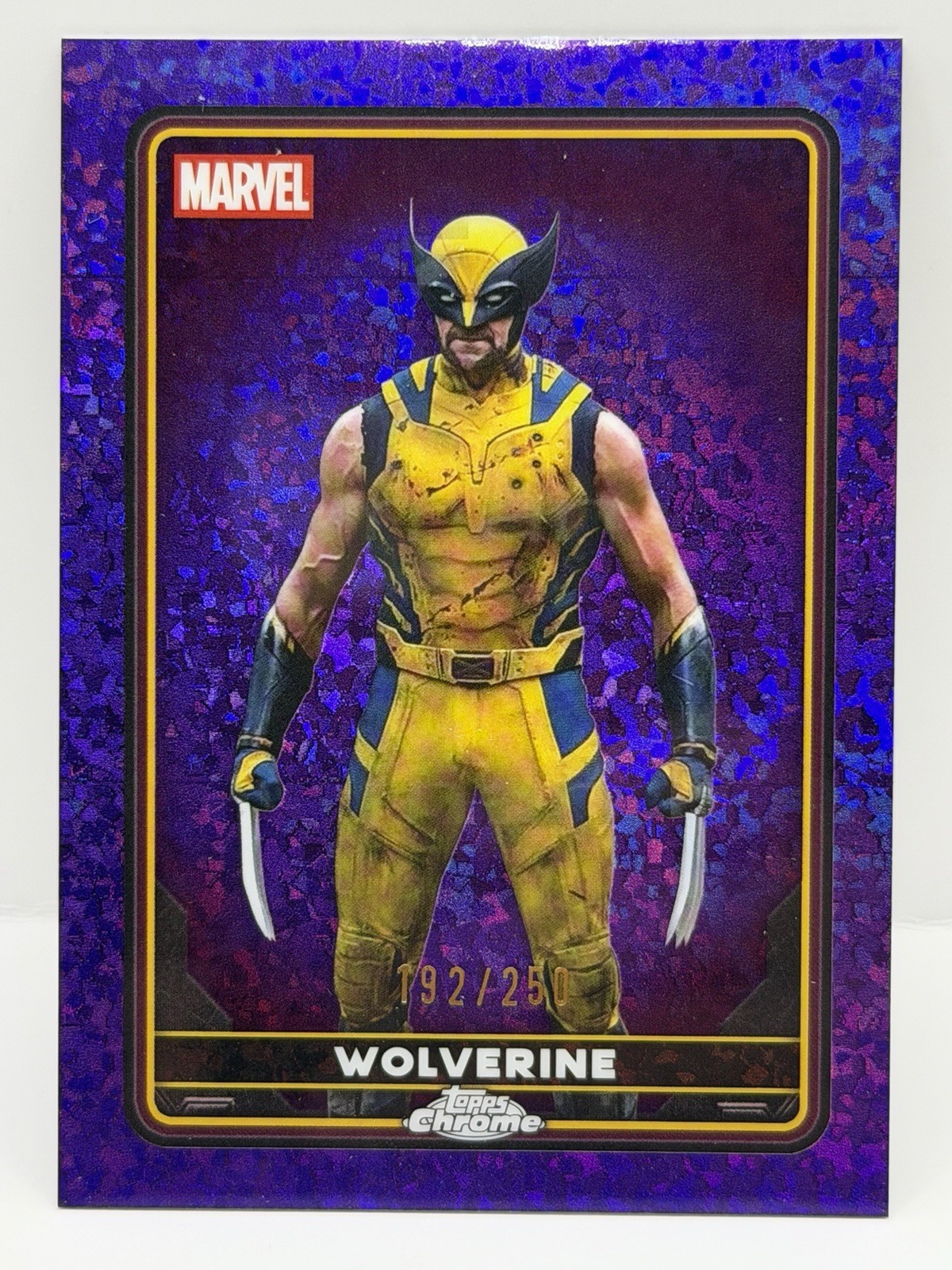 Wolverine 2025 Topps Chrome Marvel Deadpool Purple Mini Diam 192/250 Card No. 30