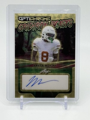 2023 Leaf Optichrome XAVIER WORTHY Gridiron Beasts Gold Vinyl AUTO #1/1 - TEXAS