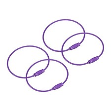 4Pack Cable Key Rings, 6-inch 155mm Wire Keychain Twist Loops, Deep Purple