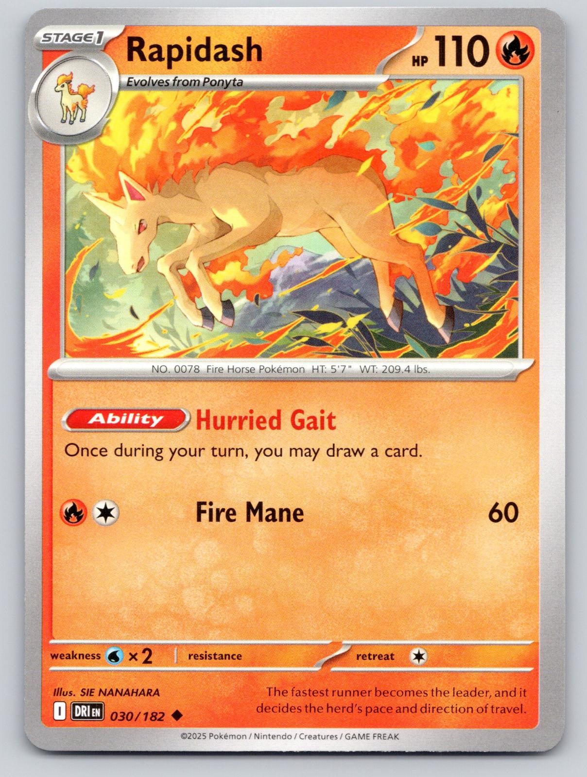NM Rapidash 030/182 Uncommon Destined Rivals Pokemon 2025