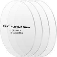 4 Pieces 1/8" Round Acrylic Sheet, 16 Inch Diameter Clear Acrylic Circle, Round 
