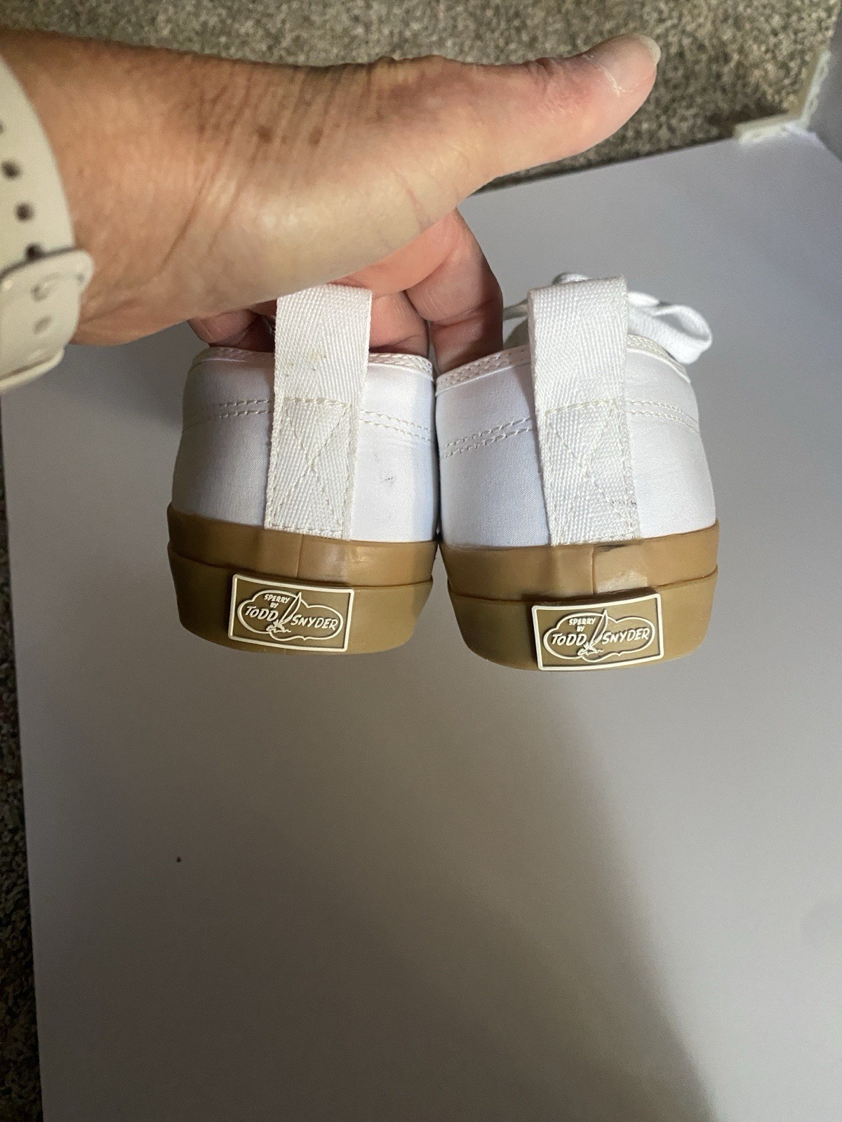 Todd Snyder Sperry Men’s White With Brown Soles Shoes Sz 10.  NWOB