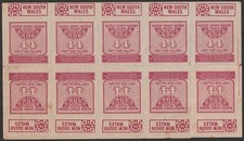 AUSTRALIA Petrol Ration Coupon Revenue NSW 44 Gallons tete-beche sheet Imprint.