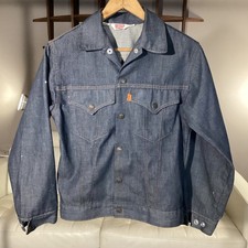 Vintage 70's Levis Denim Jacket Youth Boys Size 18 XL Made In USA Orange Tab