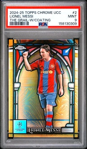 2024-25 TOPPS CHROME UEFA CLUB COMPETITIONS THE GRAIL #2 LIONEL MESSI PSA 9