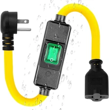 Heavy Duty 1.5ft Waterproof Extension Cord with In-Line On/Off Switch