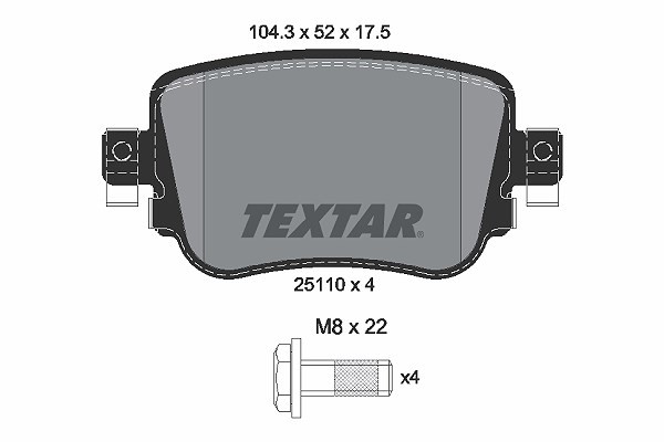 Textar Bremsbelagsatz, Scheibenbremse Hinterachse U.A. FüR Audi, Seat, Skoda, VW-image