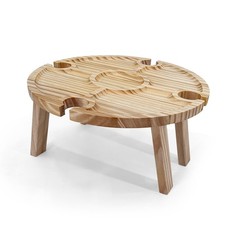 Wooden Outdoor Folding Picnic Table Portable 2 in 1 Wine Glass Rack,8645