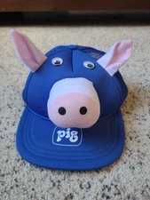 Vintage 90s New Pig Corporation Mesh Back Trucker Snapback Hat Hogs Funny Blue