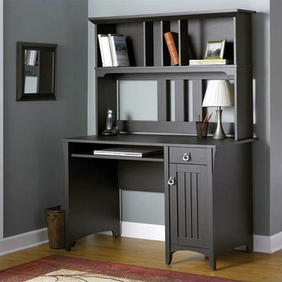 Salinas Computer Desk with Hutch in Vintage Black - Engineered
