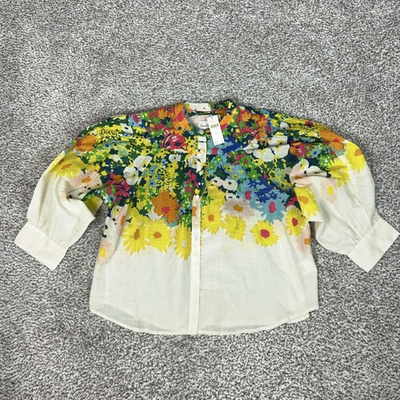 #ad Sara Campbell Blouse Womens Medium Floral Anthropologie Shirt Top Art to Wear $44.98