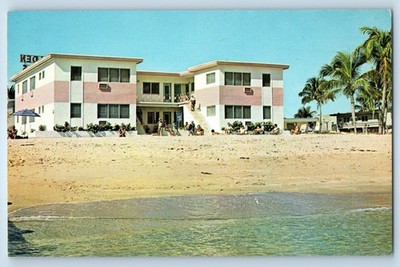 1964 Hollywood Beach Florida Postcard Golden Sands Motel Apartments Ocean Posted