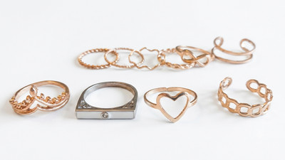 10Pcs Gold Tone Ring Set Crown Heart Stackable Finger Rings For Women Girls