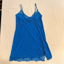 Victoria  s Secret Blue Baby doll slip dress Chemise Camisole Nightgown Medium