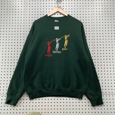 Vintage 90s Golfing Eagle Birdie Par Sweatshirt Green Mens Large Embroider USA