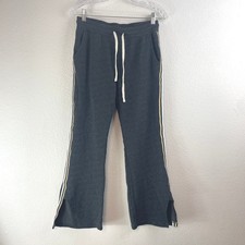 Sundry Charcoal Grey Wide Leg Sweatpants Gold Metallic Stripe Size 0 USA Made