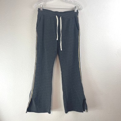 Sundry Charcoal Grey Wide Leg Sweatpants Gold Metallic Stripe Size 0 USA Made
