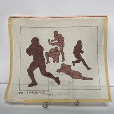 Vintage Patti Mann 472 Football Needlepoint Canvas 1979 Player Silhouette Art