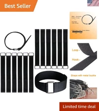 12-Inch Reusable Hook and Loop Cable Straps - 12 Pack for Durable Organization